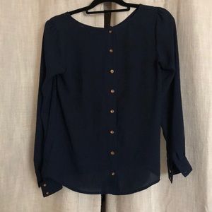 Navy blue reversible blouse